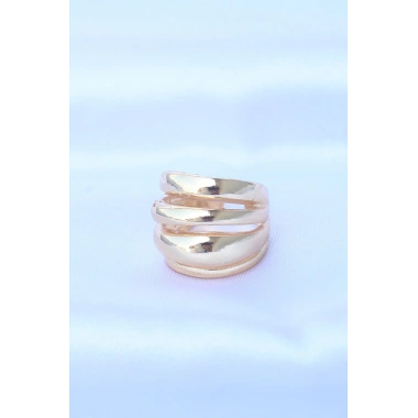 Pirinç Gold Renk Ayarlanabilir Tırtıklı Bombe Yüzük