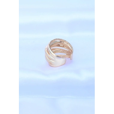 Pirinç Gold Renk Ayarlanabilir Tırtıklı Bombe Yüzük