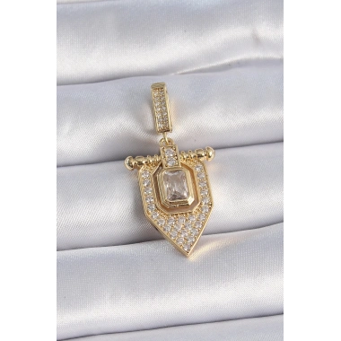 Pirinç Gold Renk Baget Zirkon Taşlı Ajda Charm