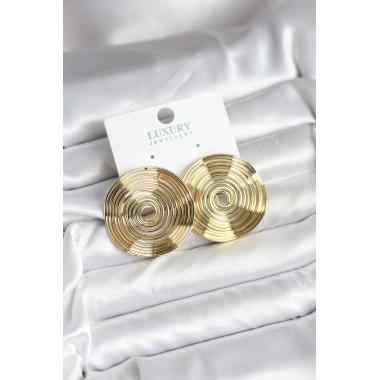 Pirinç Gold Renk Circle Model Kadın Küpe