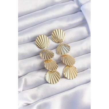 Pirinç Gold Renk Deniz Kabuğu Model Sallantılı Küpe