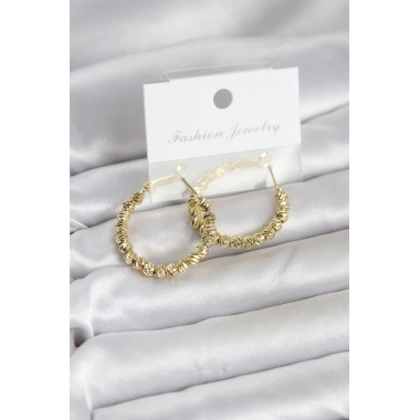 Pirinç Gold Renk Dorika Halka Kadın Küpe