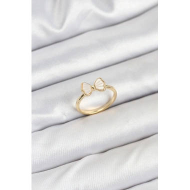 Pirinç Gold Renk Fiyonk Model Kadın Yüzük