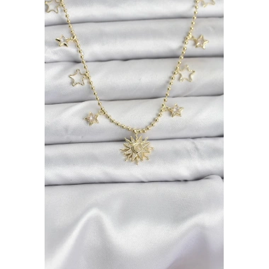 Pirinç Gold Renk Güneş Model Kadın Kolye