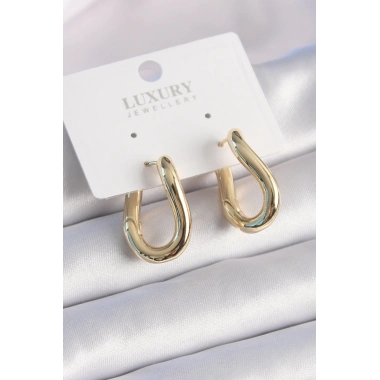 Pirinç Gold Renk Halka Model Kadın Küpe