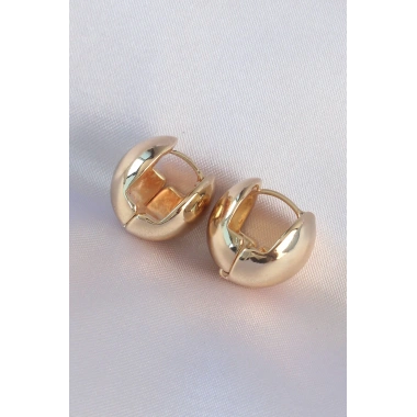 Pirinç Gold Renk İçi Boş Minimal Topçuk Küpe