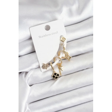 Pirinç Gold Renk Kadın Set Küpe