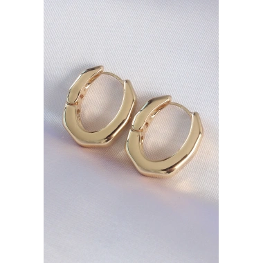 Pirinç Gold Renk Kalın Kemik Model Küpe