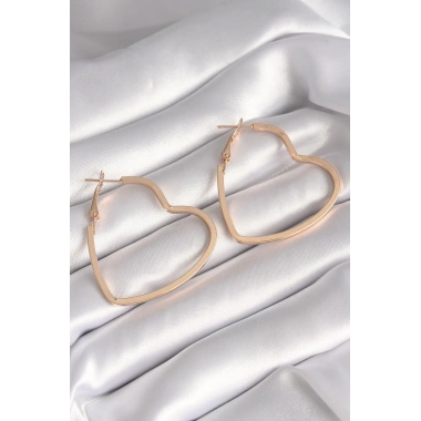 Pirinç Gold Renk Kalp Model Kadın Küpe