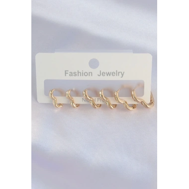 Pirinç Gold Renk Kalp Model Küpe Seti