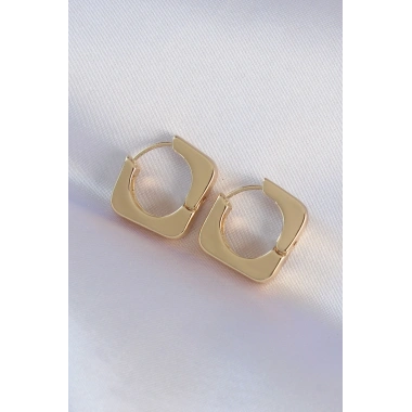 Pirinç Gold Renk Kare Küpe