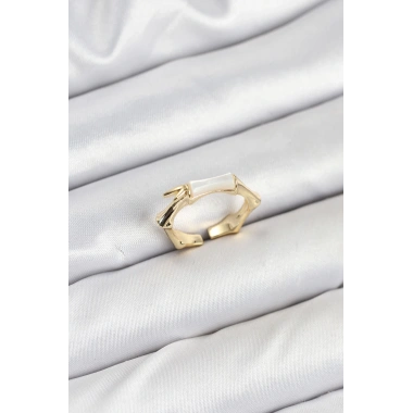 Pirinç Gold Renk Kemik Model Kadın Yüzük