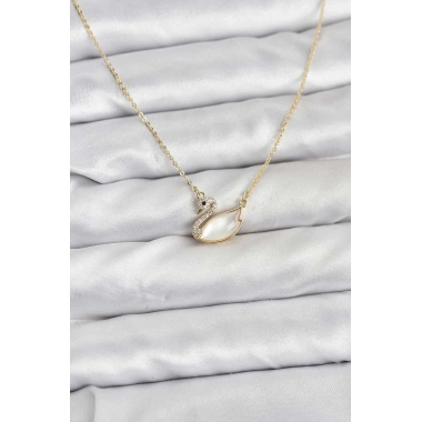 Pirinç Gold Renk Kuğu Model Kadın Kolye