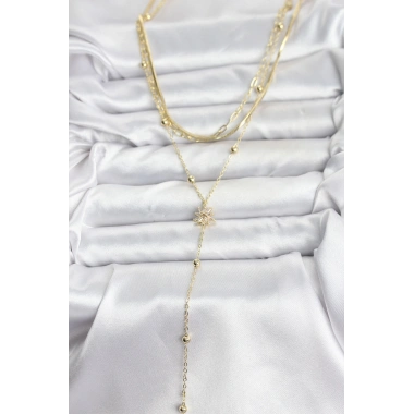 Pirinç Gold Renk Kutup Yıldızı Model Detaylı 3lü Kombin Y Kadın Kolye