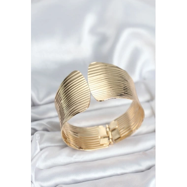 Pirinç Gold Renk Levha Model Kadın Bileklik