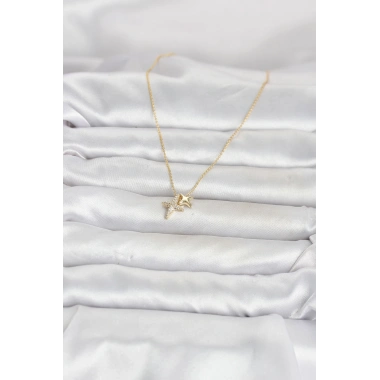 Pirinç Gold Renk Minimal Kutup Yıldızı Model Kadın Kolye