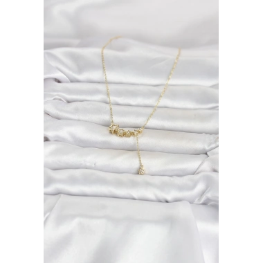 Pirinç Gold Renk Minimal Sallantılı Yıldız Model Kadın Kolye