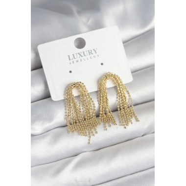 Pirinç Gold Renk Sallantılı Kadın Küpe