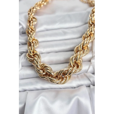 Pirinç Gold Renk Sarmal Halat Model Kadın Kolye