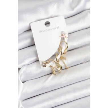 Pirinç Gold Renk Set Küpe