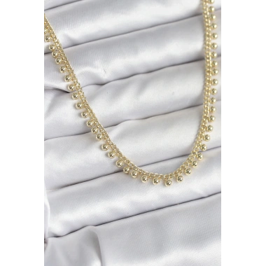 Pirinç Gold Renk Sıralı Topçuk Model Kadın Kolye