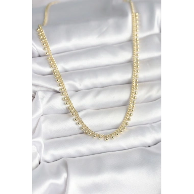Pirinç Gold Renk Sıralı Topçuk Model Kadın Kolye