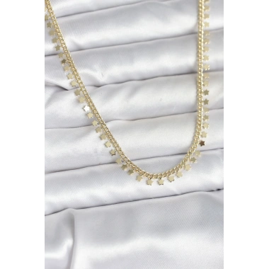 Pirinç Gold Renk Sıralı Yıldız Kadın Kolye