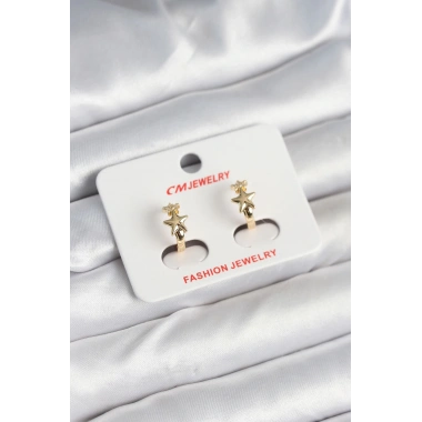 Pirinç Gold Renk Yıldız Kadın Küpe