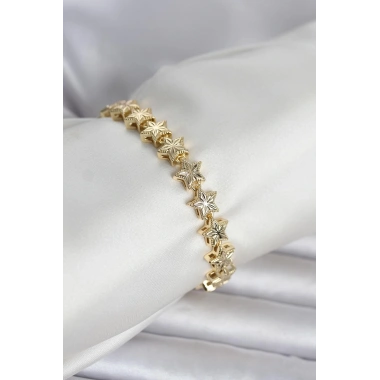 Pirinç Gold Renk Yıldız Model Kadın Bileklik