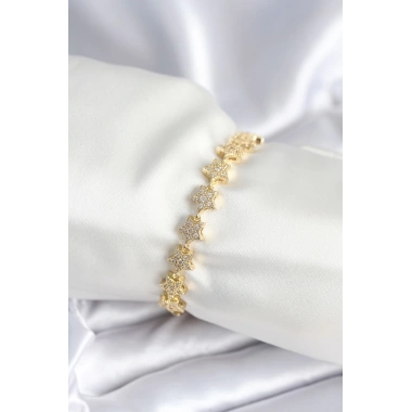 Pirinç Gold Renk Yıldız Model Kadın Bileklik