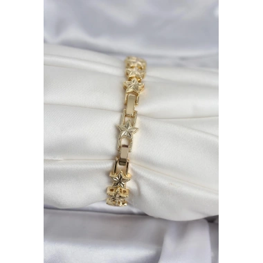 Pirinç Gold Renk Yıldız Model Kadın Bileklik