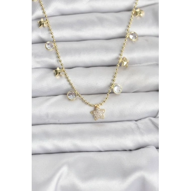 Pirinç Gold Renk Yıldız Model Kadın Kolye