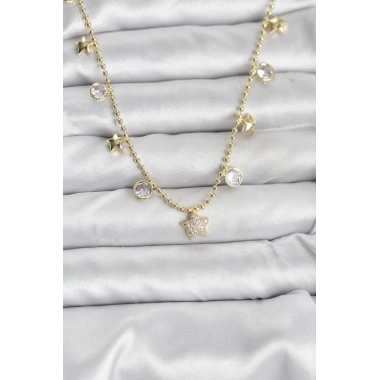 Pirinç Gold Renk Yıldız Model Kadın Kolye