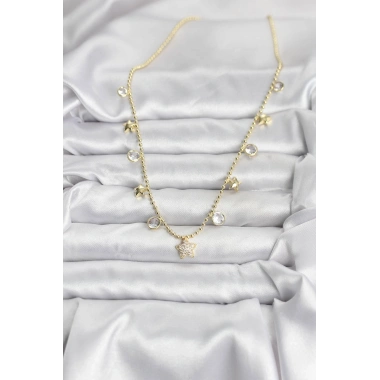 Pirinç Gold Renk Yıldız Model Kadın Kolye