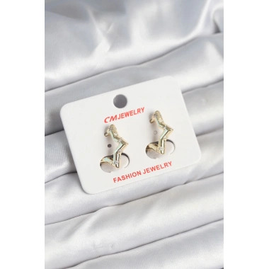 Pirinç Gold Renk Yıldız Model Kadın Küpe