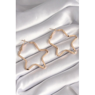 Pirinç Gold Renk Yıldız Model Kadın Küpe