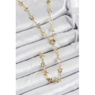 Pirinç Gold Renk Yıldızlı Kadın Y Kolye