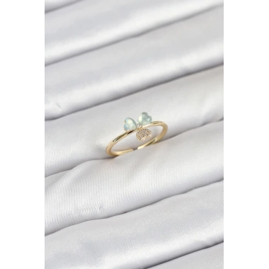 Pirinç Gold Renk Yonca Model Kadın Yüzük