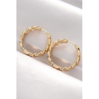 Pirinç Gold Renk Zincir Model Halka Küpe