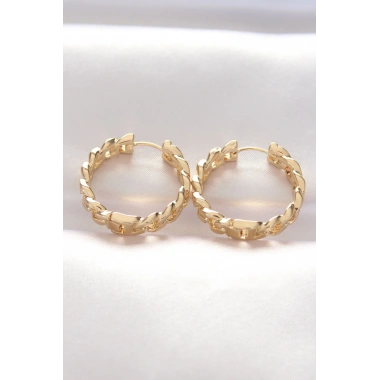Pirinç Gold Renk Zincir Model Halka Küpe