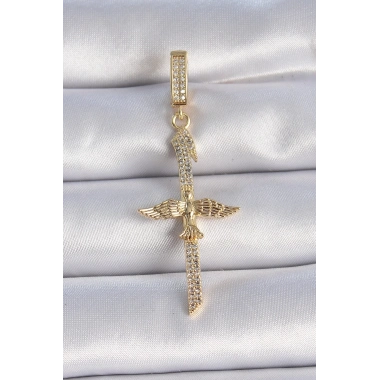 Pirinç Gold Renk Zirkon Taş Detaylı Elif Model Anka Kuşu Figür Ajda Charm