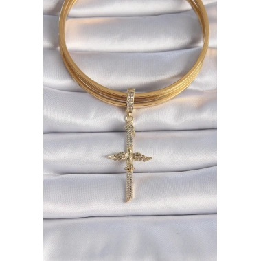 Pirinç Gold Renk Zirkon Taş Detaylı Elif Model Anka Kuşu Figür Ajda Charm