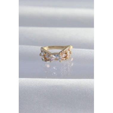 Pirinç Gold Renk Zirkon Taş Kaplama Earcuff Küpe