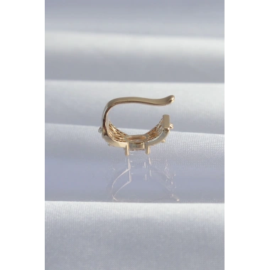 Pirinç Gold Renk Zirkon Taş Kaplama Earcuff Küpe