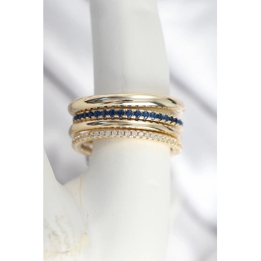 Pirinç Gold Renk Zirkon Taşlı 4Lü Kadın Yüzük