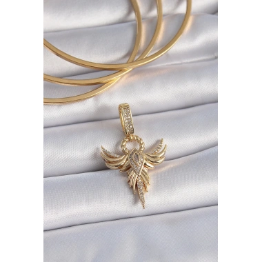 Pirinç Gold Renk Zirkon Taşlı Anka Kuşu Model Ajda Charm