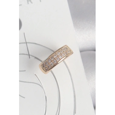 Pirinç Gold Renk Zirkon Taşlı Kadın Kıkırdak Küpe