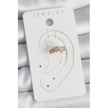 Pirinç Gold Renk Zirkon Taşlı Kadın Kıkırdak Küpe