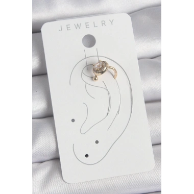 Pirinç Gold Renk Zirkon Taşlı Kadın Kıkırdak Küpe