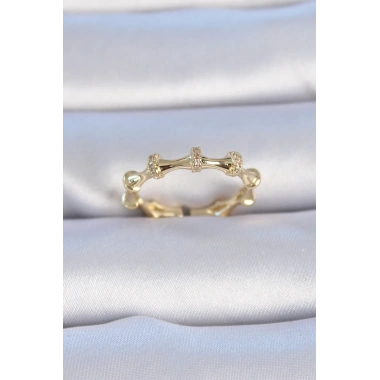 Pirinç Gold Renk Zirkon Taşlı Kadın Yüzük